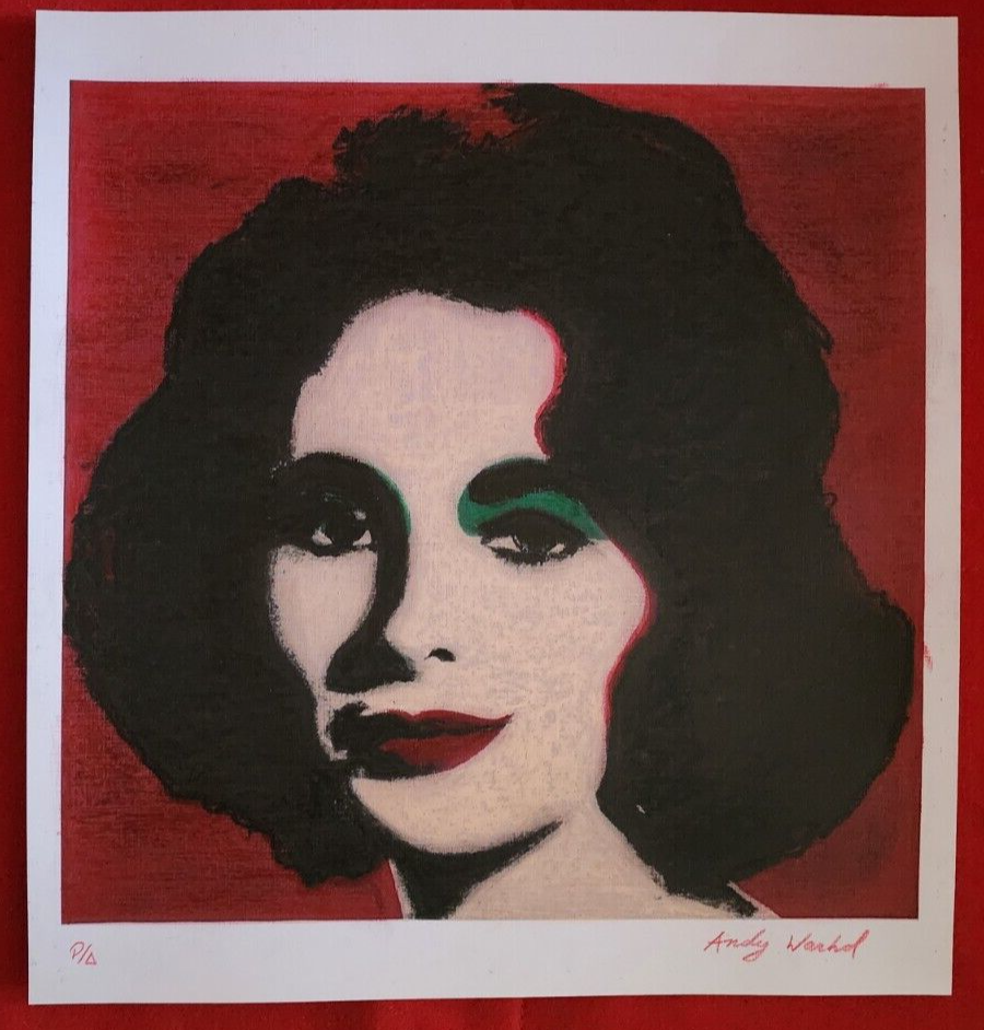 Elizabeth Taylor - Painting on Cardboard SILKSCREEN/ Mixed Media / Warhol