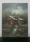 Amazing Composition Painting Oil Canvas - L.CLINT Signed / RARE ART PIECE