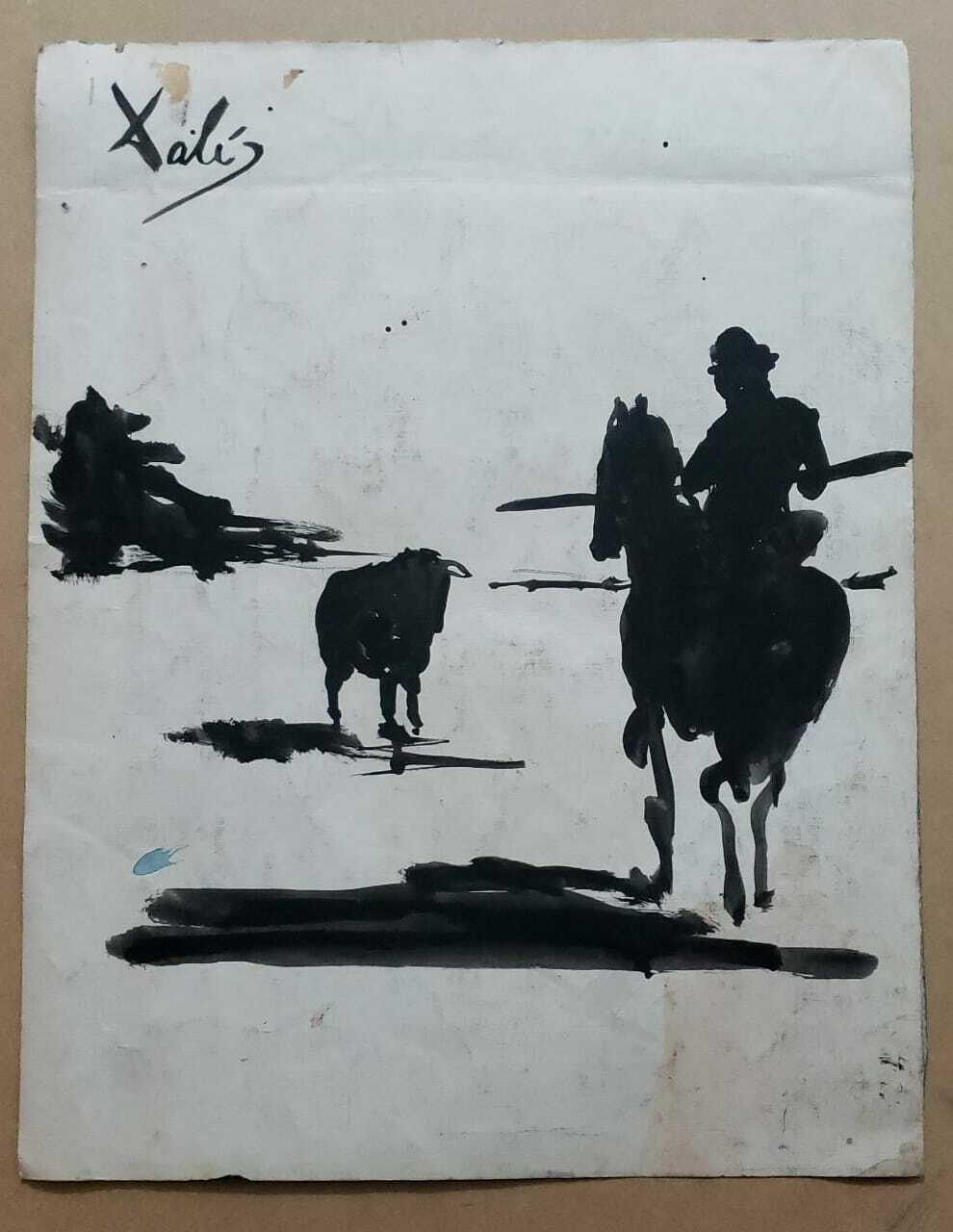 Salvador Dalí - Antique Painting on Paper / Style of Spanish Master ORIGINAL