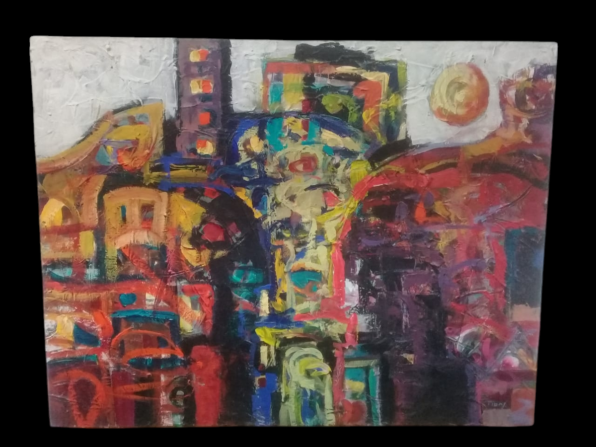 Original Contemporary Oil Canvas Painting / Signed 2008 / PIBA / Edificación
