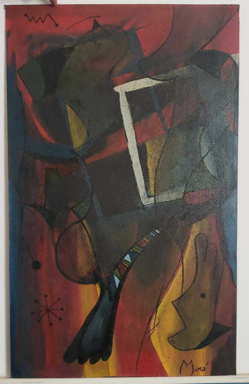 FINE: OIL ON BOARD PAINTING SIGNED "MIRO" - VERY RARE - SURREALIST