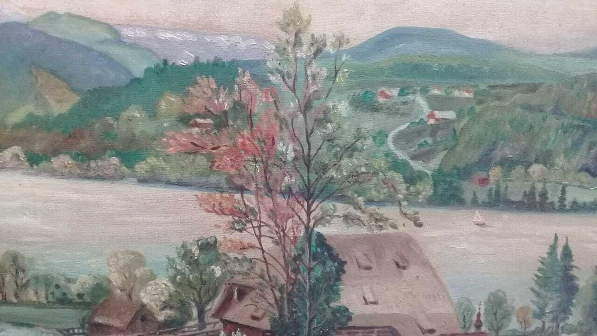 European Master Landscape : Antique Oil canvas Painting Signed J. Haffner Pinx 