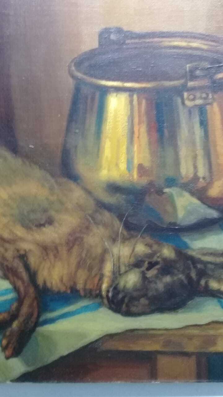 FINE ART: Antique Oil canvas Painting Signed : FERRY N. - Still Life Artwork  
