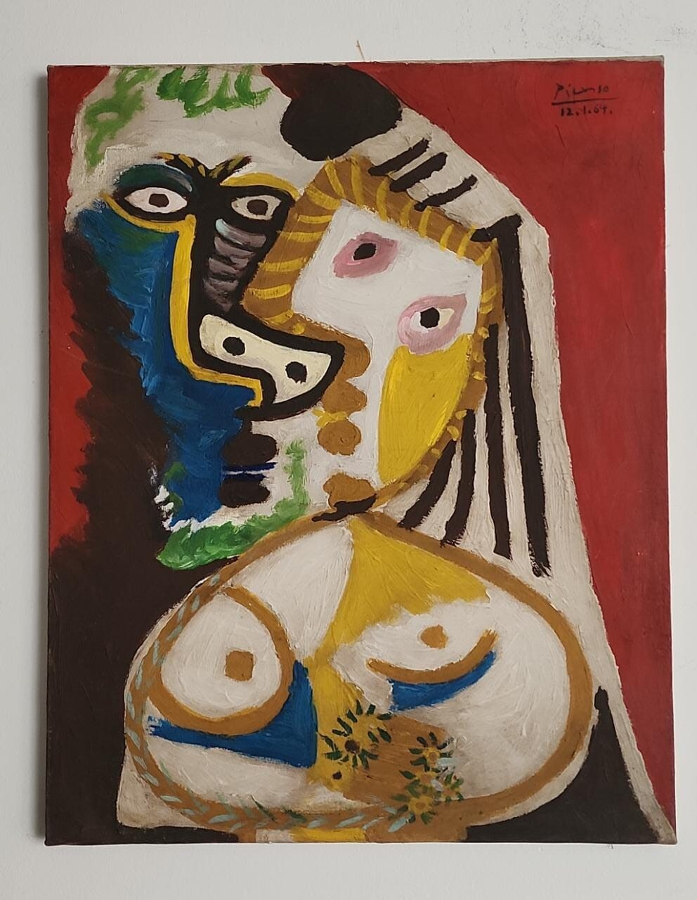 FINE ART — After Pablo Picasso   Oil on Canvas / Cubist Portrait / Signed / 1980