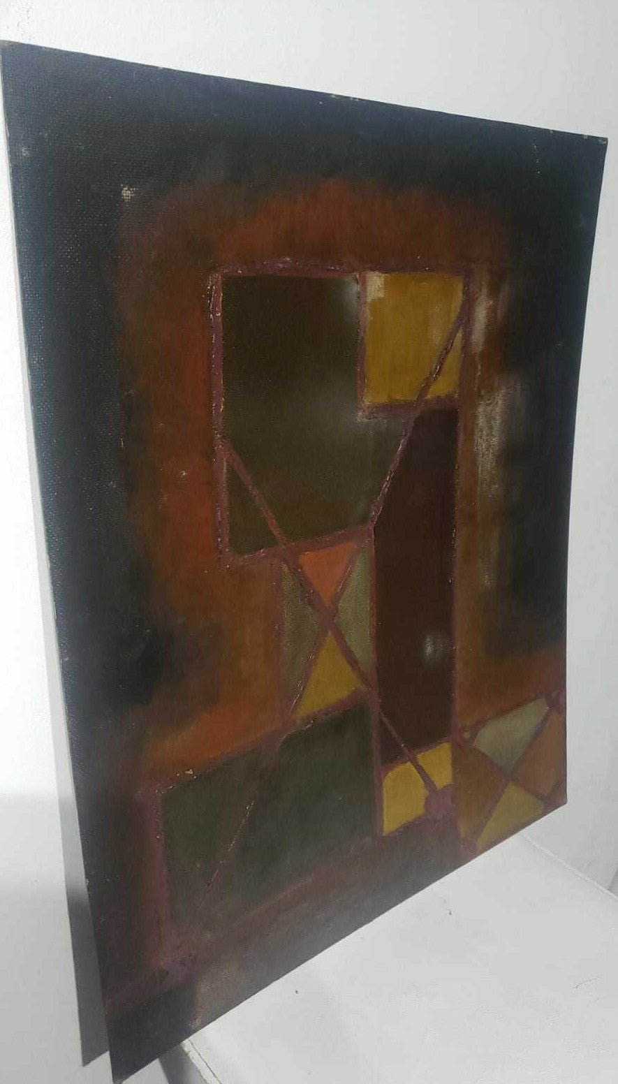 Antique Oil masonite Painting / Abstract expressionism / Old Artwork / Signed