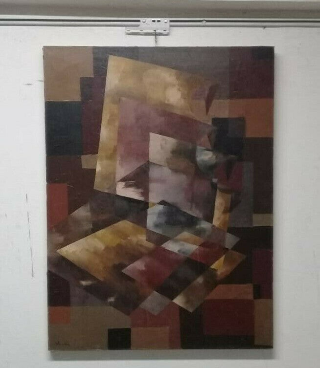 Contemporary Master Antique VTG Cubist Artist - Oil Canvas painting - RARE