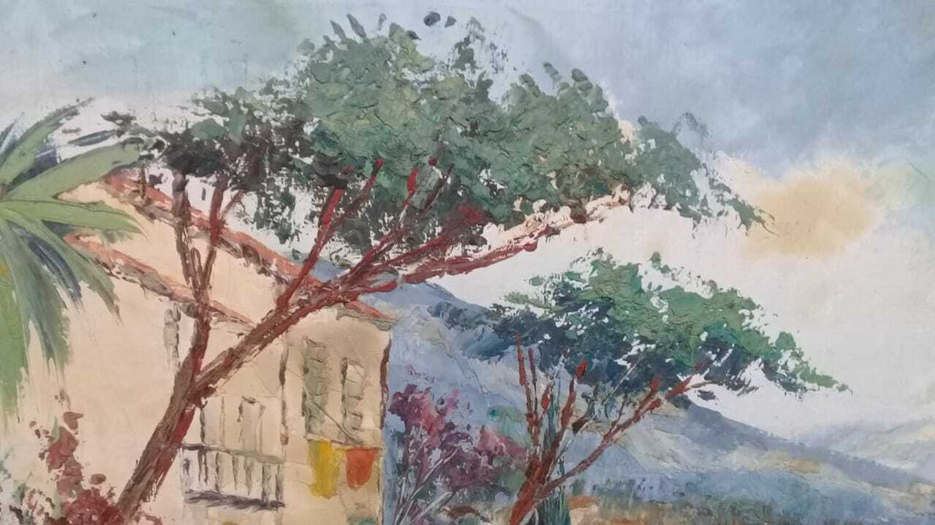 FINE European Antique Oil Canvas Painting / French Coast - Signed : Marcelli 