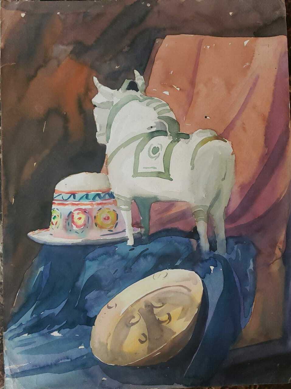 ORIGINAL: Torito de Pucará - Watercolor Painting Peruvian Motive - Amazing 