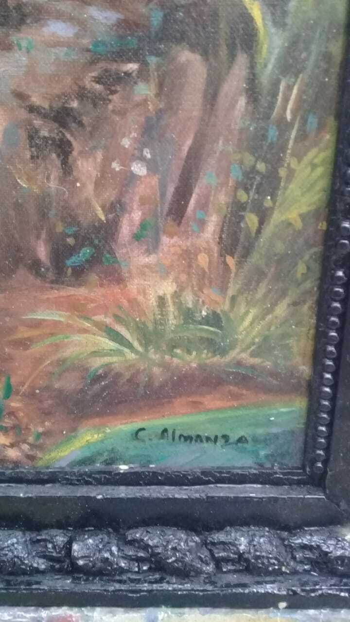 ORIGINAL Mexican Master C. Almanza - Oil Canvas Painting- landscape / Signed