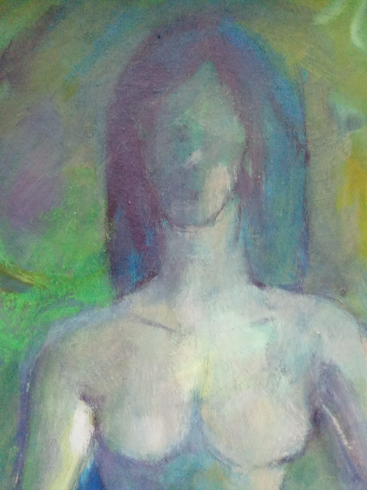 Bettina – Mid‑Century Oil on Canvas: Female Figure with Fish