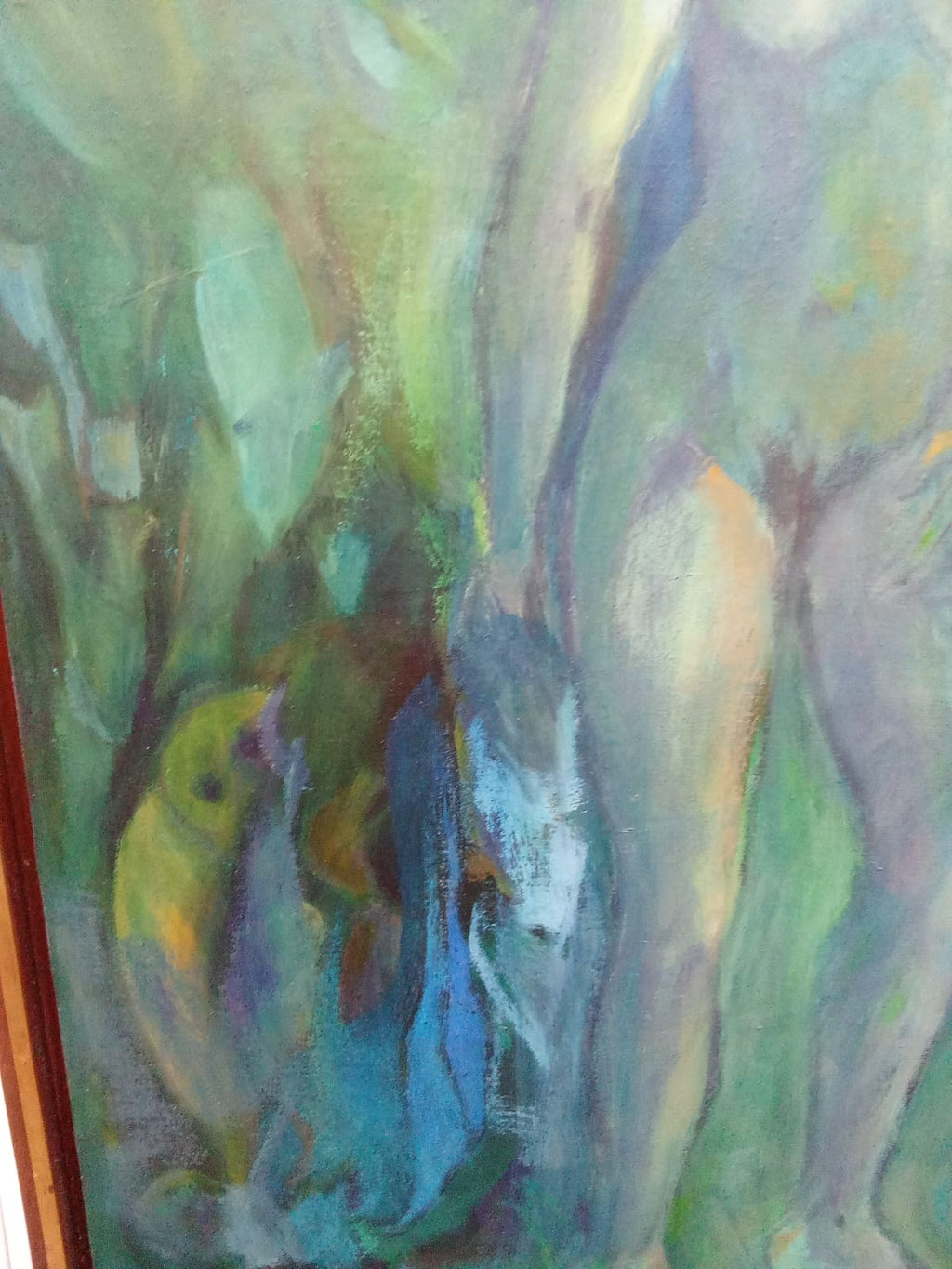 Bettina – Mid‑Century Oil on Canvas: Female Figure with Fish